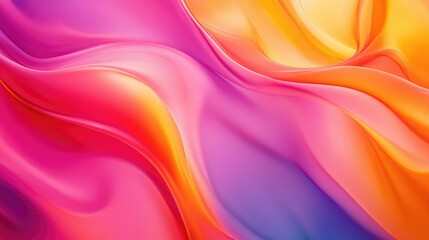 Poster - Abstract floral colors blend creating soft waves in pink, orange, and yellow hues, perfect for backgrounds and modern designs that inspire creativity and elegance.