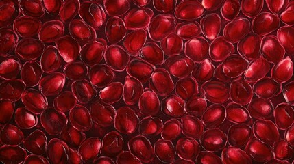 Fototapete - A vibrant pattern of pomegranate seeds glistening against a deep crimson background, bold and striking