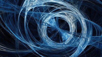 Poster - Abstract blue lines spiraling gracefully, forming a futuristic and dynamic composition