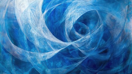 Poster - Abstract blue lines spiraling gracefully, forming a futuristic and dynamic composition