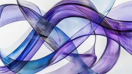Leinwandbilder - Abstract curved lines in purple and blue, weaving together on a white background with visual fluidity