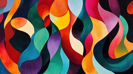 Poster - Abstract flowing colorful shapes moving vertically, evoking a modern, vibrant design