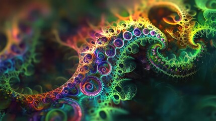 Poster - Mesmerizing Abstract Design with Swirling Patterns and Vibrant Colors, Capturing the Intricate Beauty of Fractal Art in Stunning Visual Detail