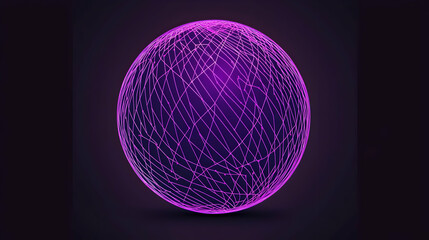Wall Mural - glowing purple sphere with interwoven lines on a dark background creates an abstract design