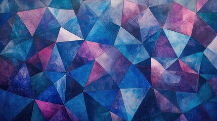 Poster - Abstract geometric pattern with blue and fuchsia low poly triangles creating depth and vibrance