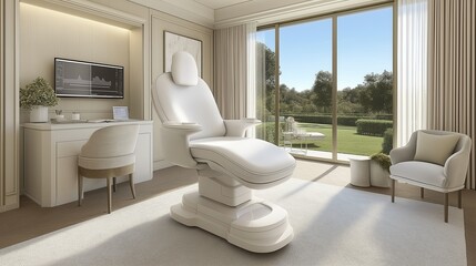 Wall Mural - Modern treatment room with cozy design and outdoor view