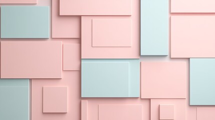 Wall Mural - Soft Colorful Geometric Background of Pastel Rectangles in Pink and Blue Tones for Creative Projects