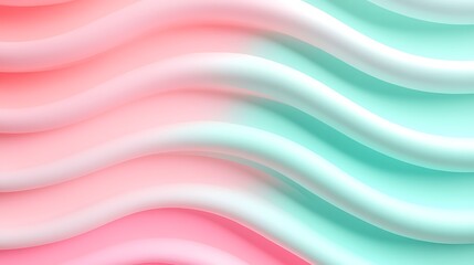 Poster - soft flowing waves in pastel colors pink and mint abstract background for creative designs