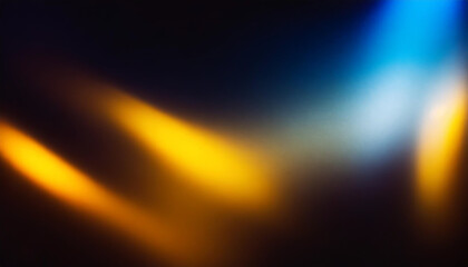 Wall Mural - Abstract Yellow grey blue light ultraviolet defocused radiance soft texture on dark black empty space background. Neon blur glow. Color light overlay. Copy space.