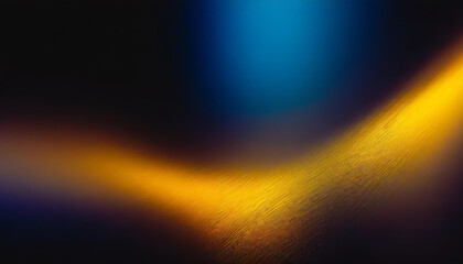 Wall Mural - Abstract Yellow grey blue ultraviolet defocused radiance soft texture on dark black empty space background. Neon blur glow. Color light overlay. Copy space.