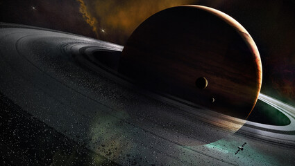 Wall Mural - 3d render, gas giant planet in deep space