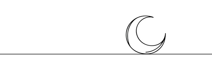 Wall Mural - Moon linear background. Hand drawn crescent. Vector illustration.