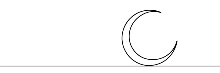 Wall Mural - Moon linear background. Hand drawn crescent. Vector illustration.