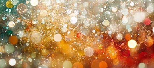 Wall Mural - golden and orange festive glitter, bokeh lights background for christmas and holidays
