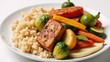 © Pixel Matrix - Colorful plate featuring roasted vegetables quinoa and vegan tofu highlighting a healthy balanced plant-based meal