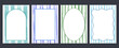 © Nastya - Set of vintage greeting card templates Frame border on striped background. Holiday clipart in retro coquette aesthetic