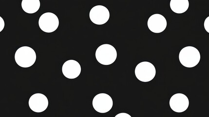 Poster - Black Background with White Polka Dots Pattern for Textiles or Design
