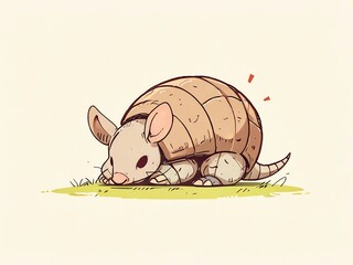 Sticker - Adorable Armadillo Illustration: A whimsical cartoon armadillo in its natural habitat.