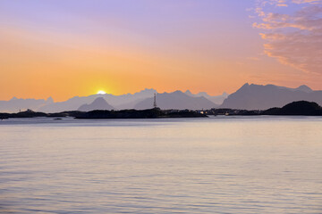 Sticker - Summer sunset at Lofoten islands, Norway