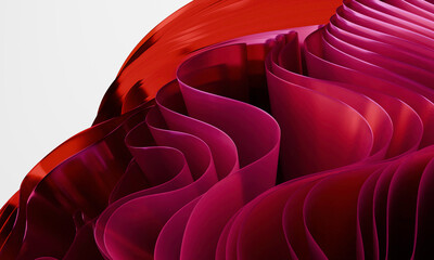 Poster - Flowing Wave-Like Structures in Modern Abstract Design Featuring Vibrant Red and Pink Hues