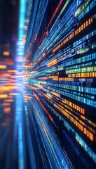 Poster - Abstract Futuristic Data Stream, Organized Code Snippet, Vector Graphic, Vibrant Colors