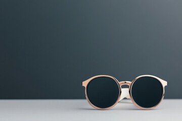 Stylish round sunglasses with a modern design against a minimalist background. Perfect for fashion or summer themes.