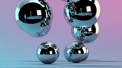 Poster - Soft pastel gradient background with floating 3D spheres, subtle reflections, and gentle shadows