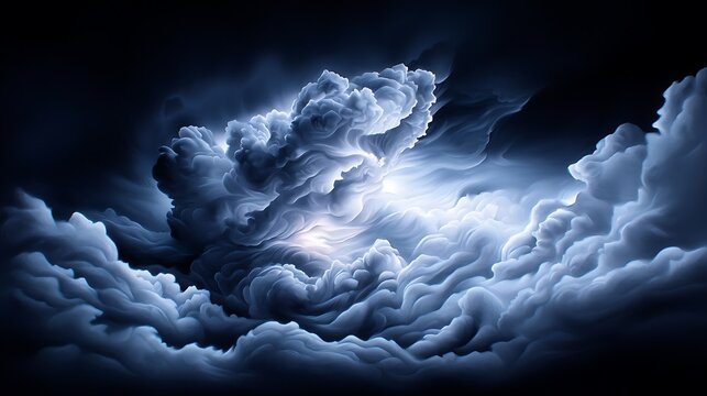 Dramatic Dark Cloudscape at Night A Digital Illustration