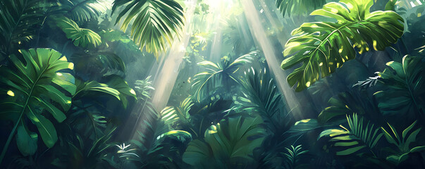 Sunlit Jungle Canopy Background
