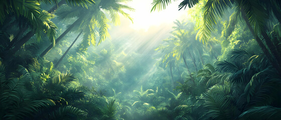 Sunlit Tropical Jungle Canopy