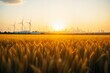 © Juergen Baur - Ein goldenes Weizenfeld im Vordergrund symbolisiert Landwirtschaft und traditionelle Industrien. Im Hintergrund zeigen moderne Fabriken, Windturbinen und eine Skyline wirtschaftlichen Fortschritt.