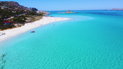 Wall Mural - Aerial view of La Pelosa beach in springtime. Sardinia, Italy