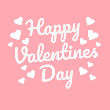 Beautiful pink background of happy valentines day with hearts
Postcard lettering for Valentine's Day