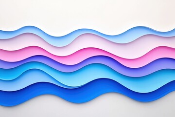 Poster - Vibrant Abstract Waves in Blue and Pink on Clean White Background