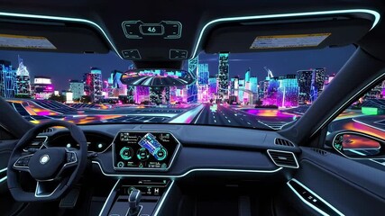 Poster - A futuristic transportation concept featuring electric cars on a smart highway, powered by solar panels and cutting-edge infrastructure.