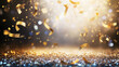 © maxidesign - 光り輝く金色の紙吹雪が降り注ぐ祝福用背景画像としてリアルに描いたAI生成画像