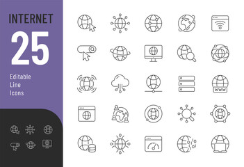 internet line editable icons set. vector illustration in modern thin line style of the net related i
