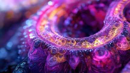 Wall Mural - abstract fractal art with vibrant purple and orange swirls.