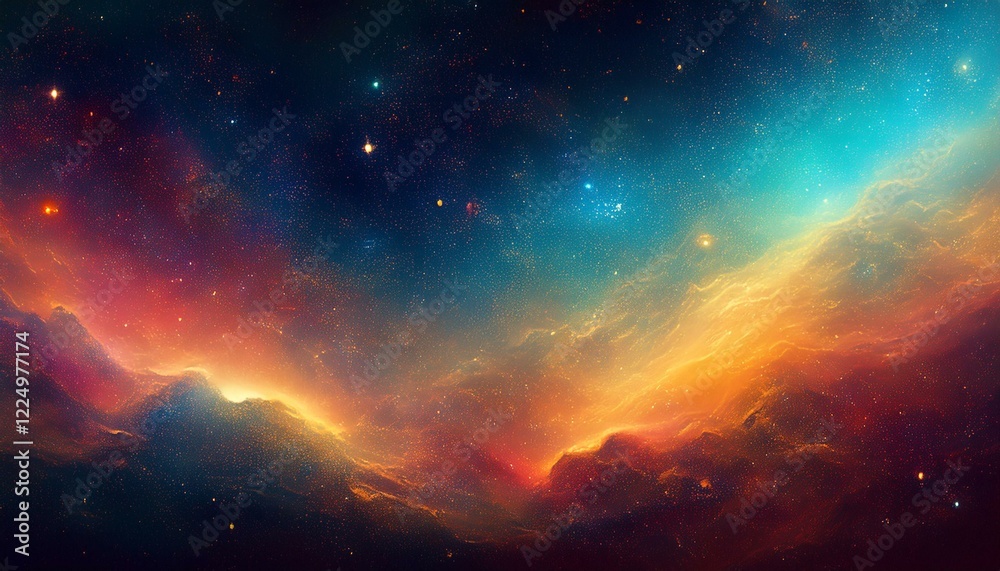Colourful grunge grainy outer space nebula background gradient texture ...