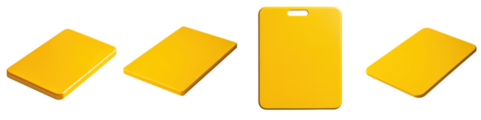 Poster - Yellow plastic rectangular block or cube with clean white background  Simple geometric shape in minimalist modern abstract studio setup  Flat lay composition of basic form with bright