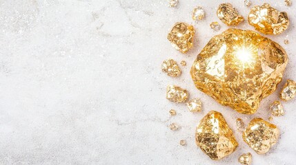 Wall Mural -   A countertop with white and gold nuggets nearby