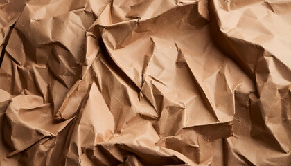 Poster - Crumpled brown paper texture background. Concept of recycling, reuse, and sustainability.