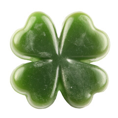 Decorative green clover-shaped candy for festive occasions  isolated on white