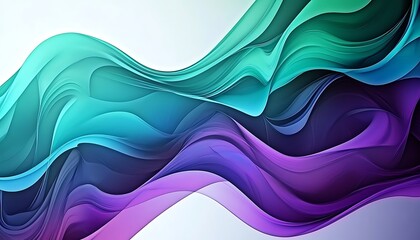 Fototapete - Abstract blue, green and purple abstract wave background 


