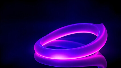 Leinwandbilder - Abstract glowing neon ring. Purple and blue light. Futuristic technology concept.