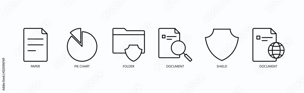 Essential Icon Set Isolated Vector With Icon Of Paper, Pie Chart ...
