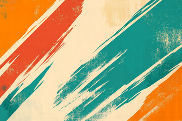 Poster - Abstract orange and teal brushstroke pattern with a grunge texture, showcasing a dynamic artistic style that symbolizes creativity, motion, and energy.