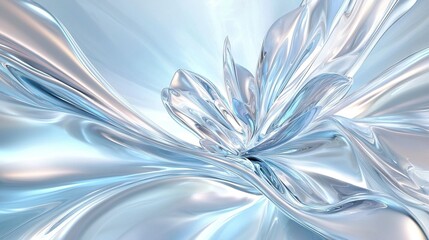 Poster -  A silver-and-blue flower with blue and white petals is surrounded by a blue background