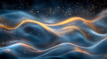 Wall Mural - Subtle glowing blue and gold light composition, forming a modern abstract premium design 