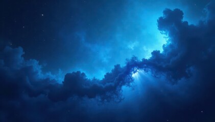 Wall Mural - Subtle swirling nebula texture, deep azure hues, blue background, space, gradient